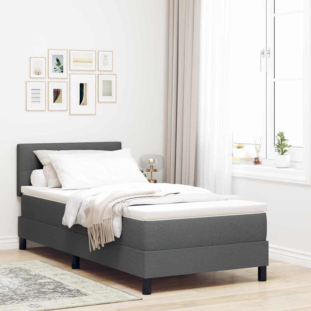 Boxspringbett mit Kopfteil Dunkelgrau 80 x 200 cm Stoff