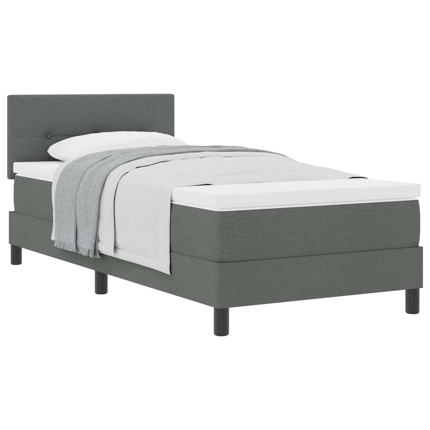 Boxspringbett mit Kopfteil Dunkelgrau 80 x 200 cm Stoff