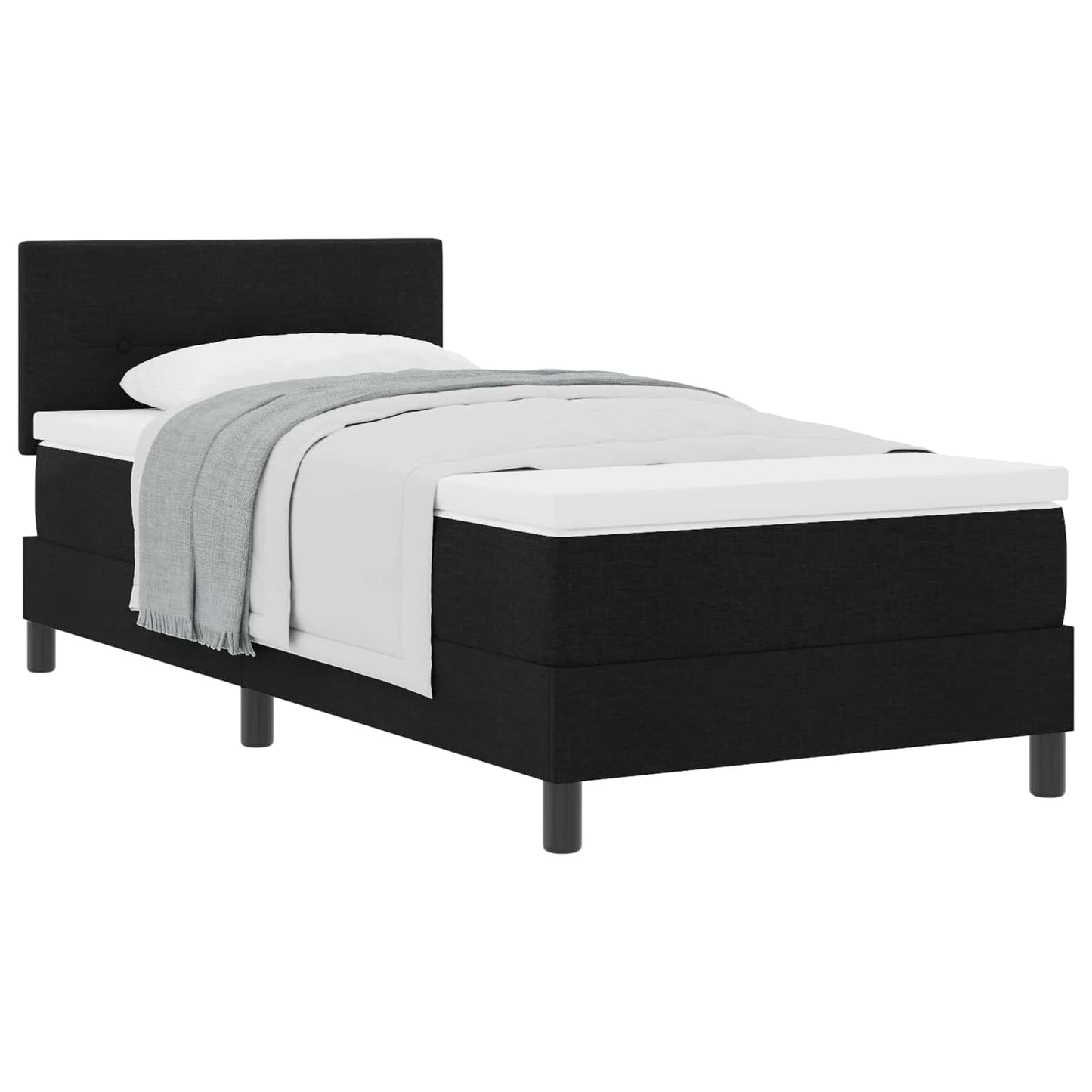 Boxspringbett mit Kopfteil Schwarz 90 x 190 cm Stoff