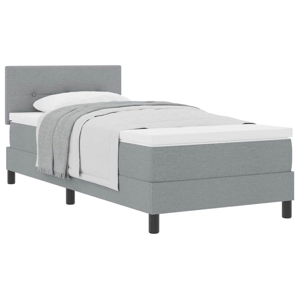 Boxspringbett mit Kopfteil Hellgrau 90 x 200 cm Stoff