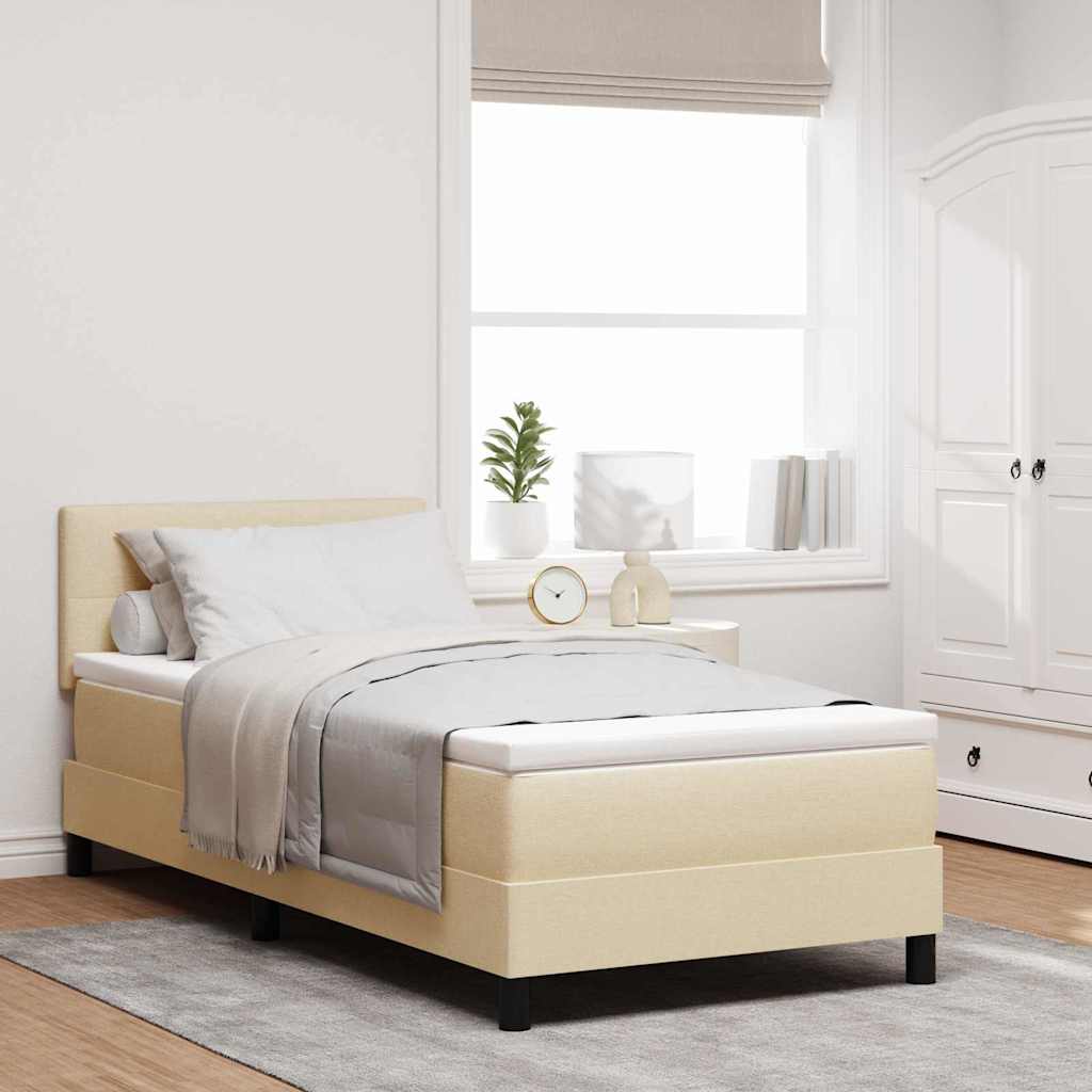 Boxspringbett mit Kopfteil Creme 90 x 200 cm Stoff