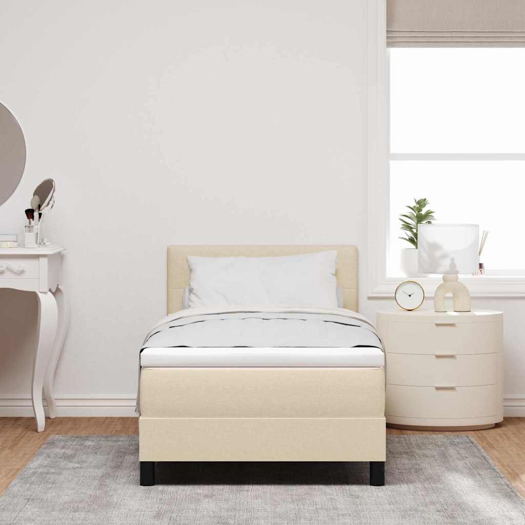 Boxspringbett mit Kopfteil Creme 90 x 200 cm Stoff