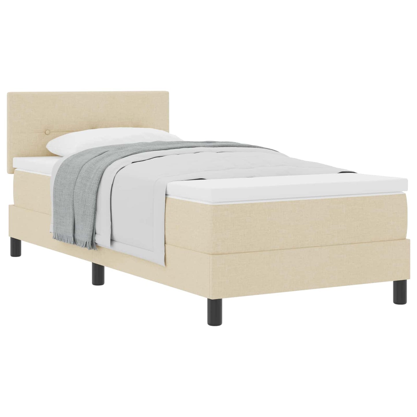 Boxspringbett mit Kopfteil Creme 90 x 200 cm Stoff