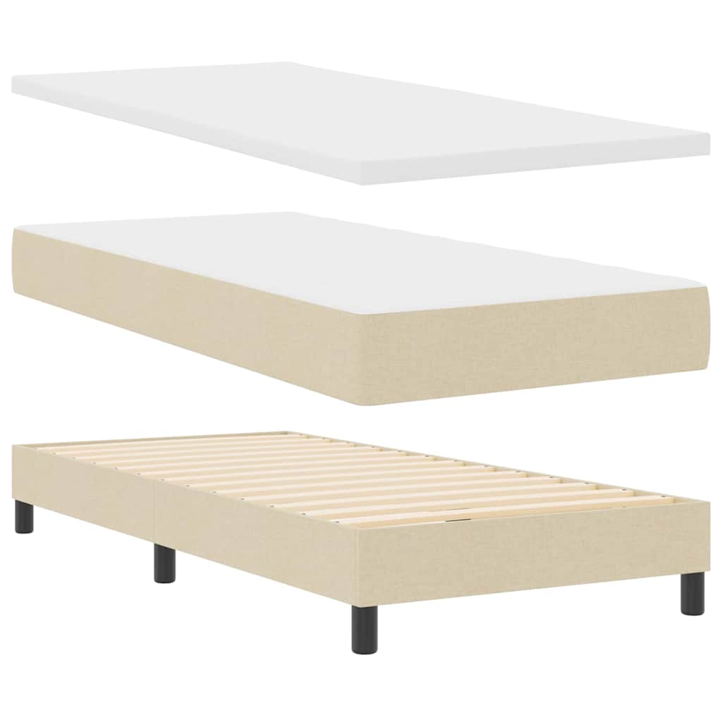 Boxspringbett mit Kopfteil Creme 90 x 200 cm Stoff