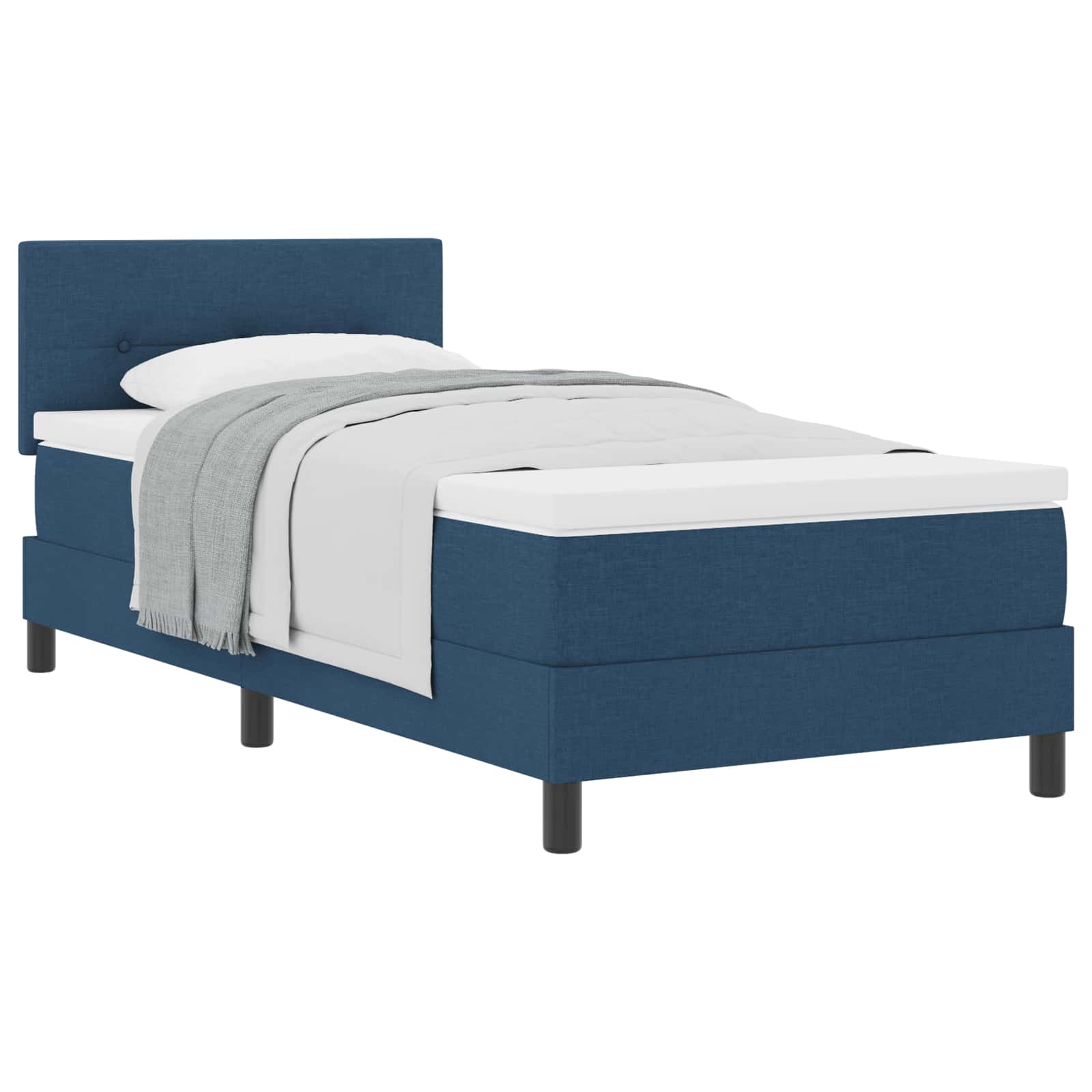 Boxspringbett mit Kopfteil Blau 90 x 200 cm Stoff