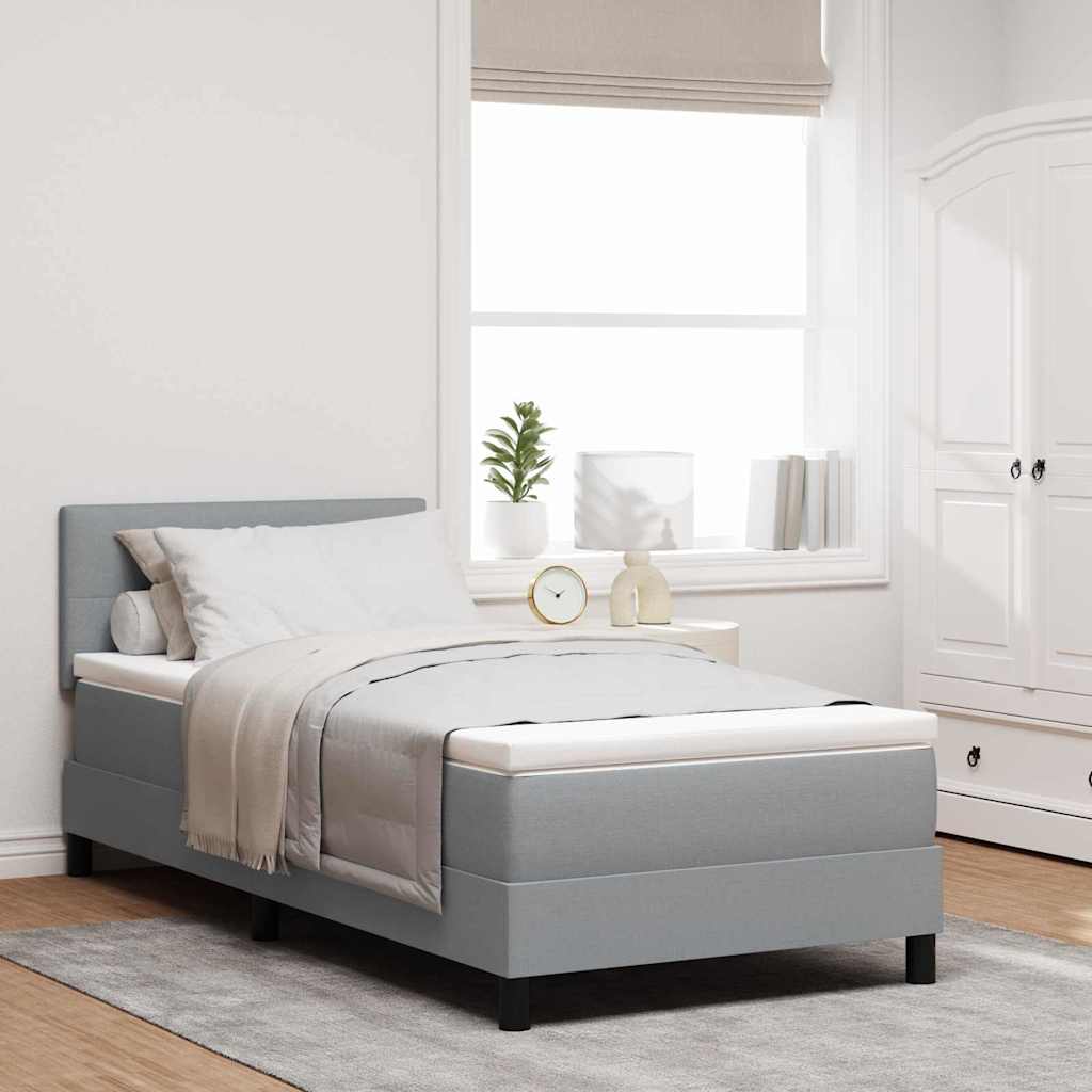 Boxspringbett mit Kopfteil Hellgrau 100 x 200 cm Stoff