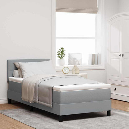 Boxspringbett mit Kopfteil Hellgrau 100 x 200 cm Stoff