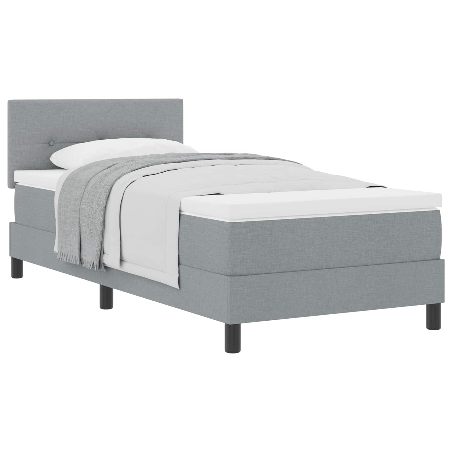 Boxspringbett mit Kopfteil Hellgrau 100 x 200 cm Stoff