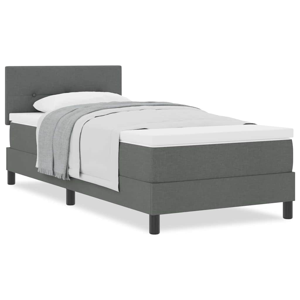 Boxspringbett mit Matratze Dunkelgrau 100 x 200 cm Stoff