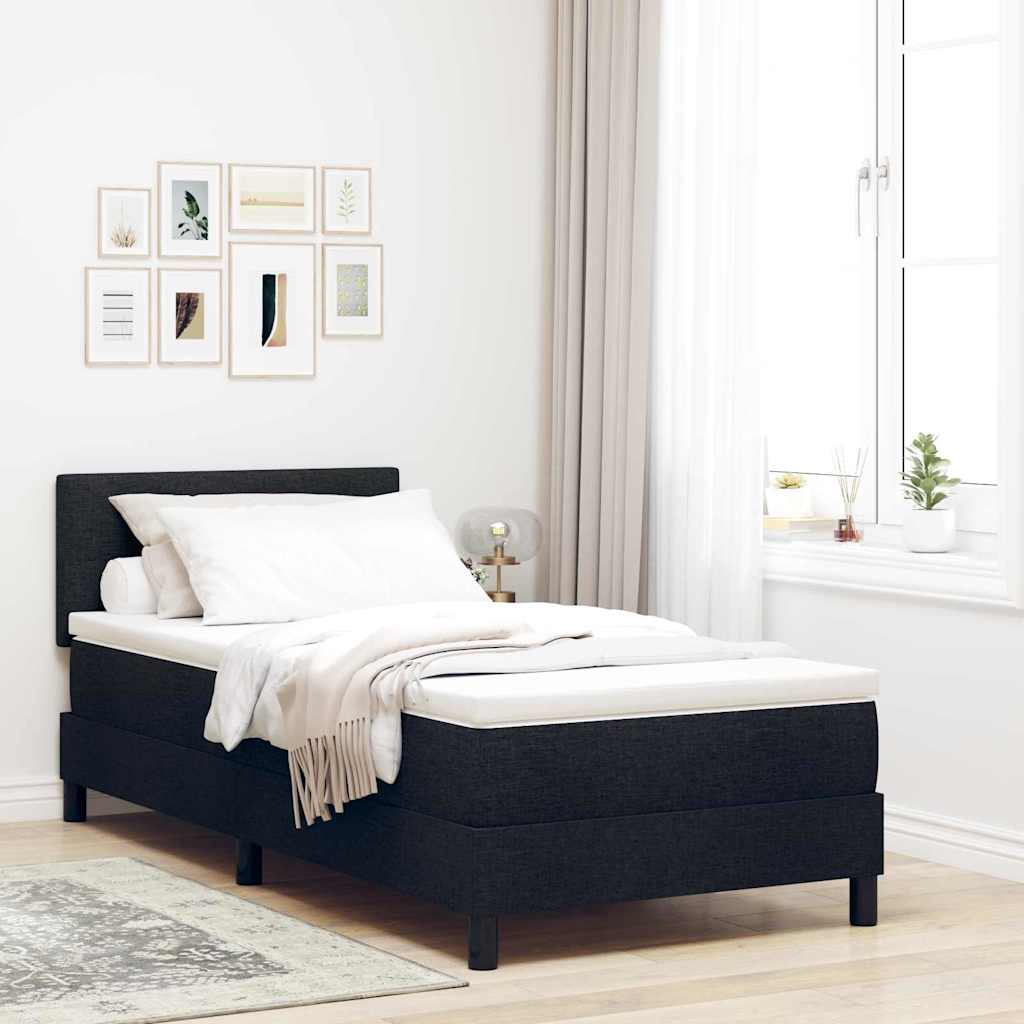 Boxspringbett mit Kopfteil Schwarz 100 x 200 cm Stoff