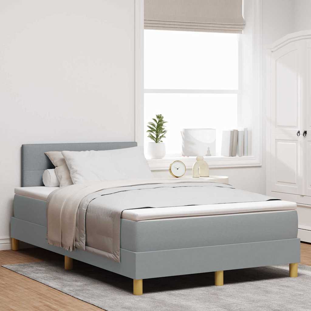 Boxspringbett mit Kopfteil Hellgrau 120 x 190 cm Stoff