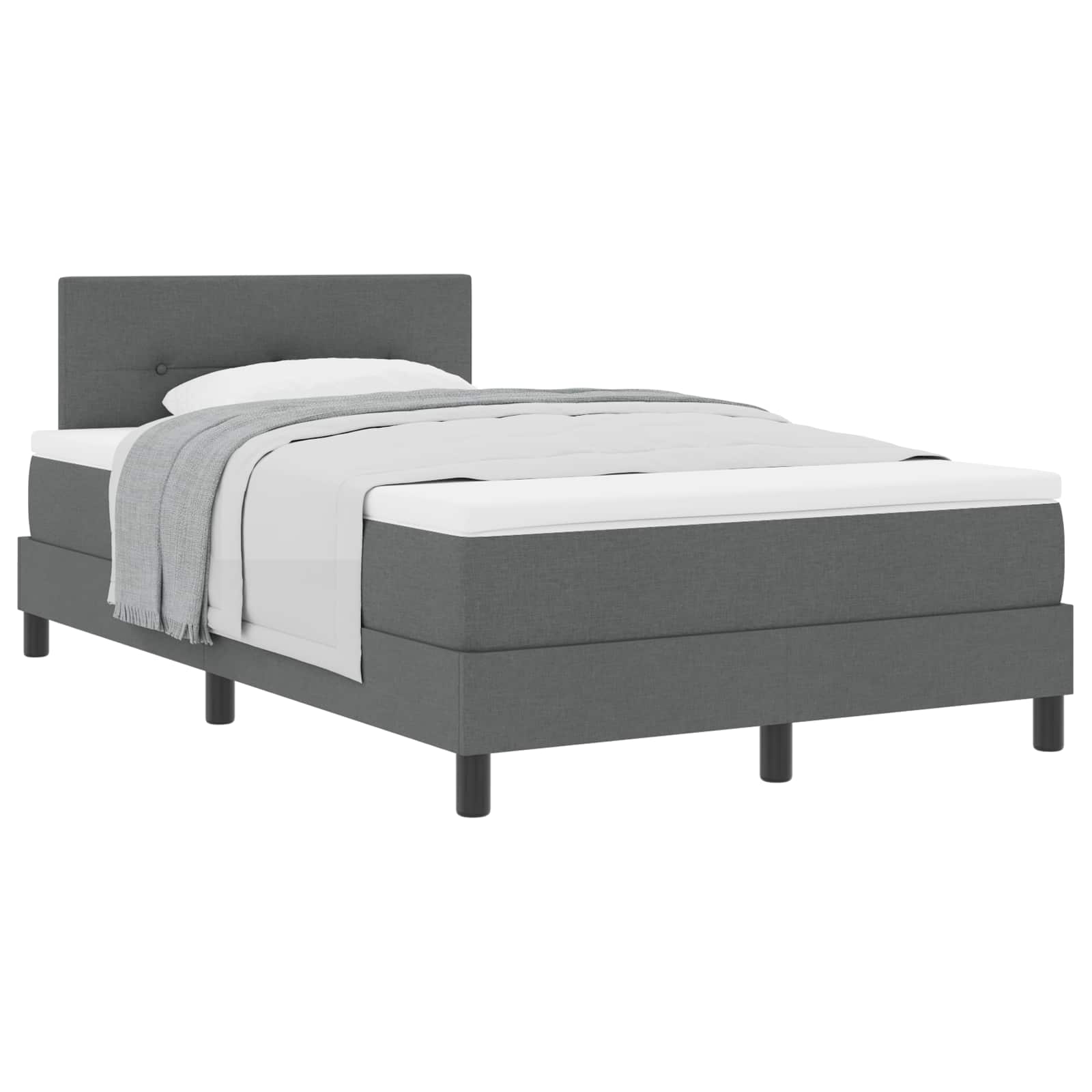 Boxspringbett mit Kopfteil Dunkelgrau 120 x 190 cm Stoff