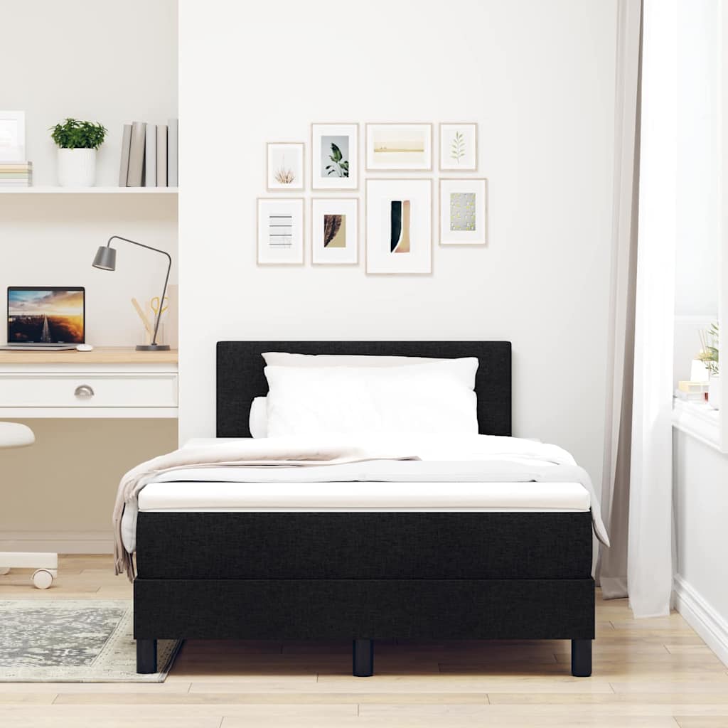 Boxspringbett mit Kopfteil Schwarz 120 x 190 cm Stoff