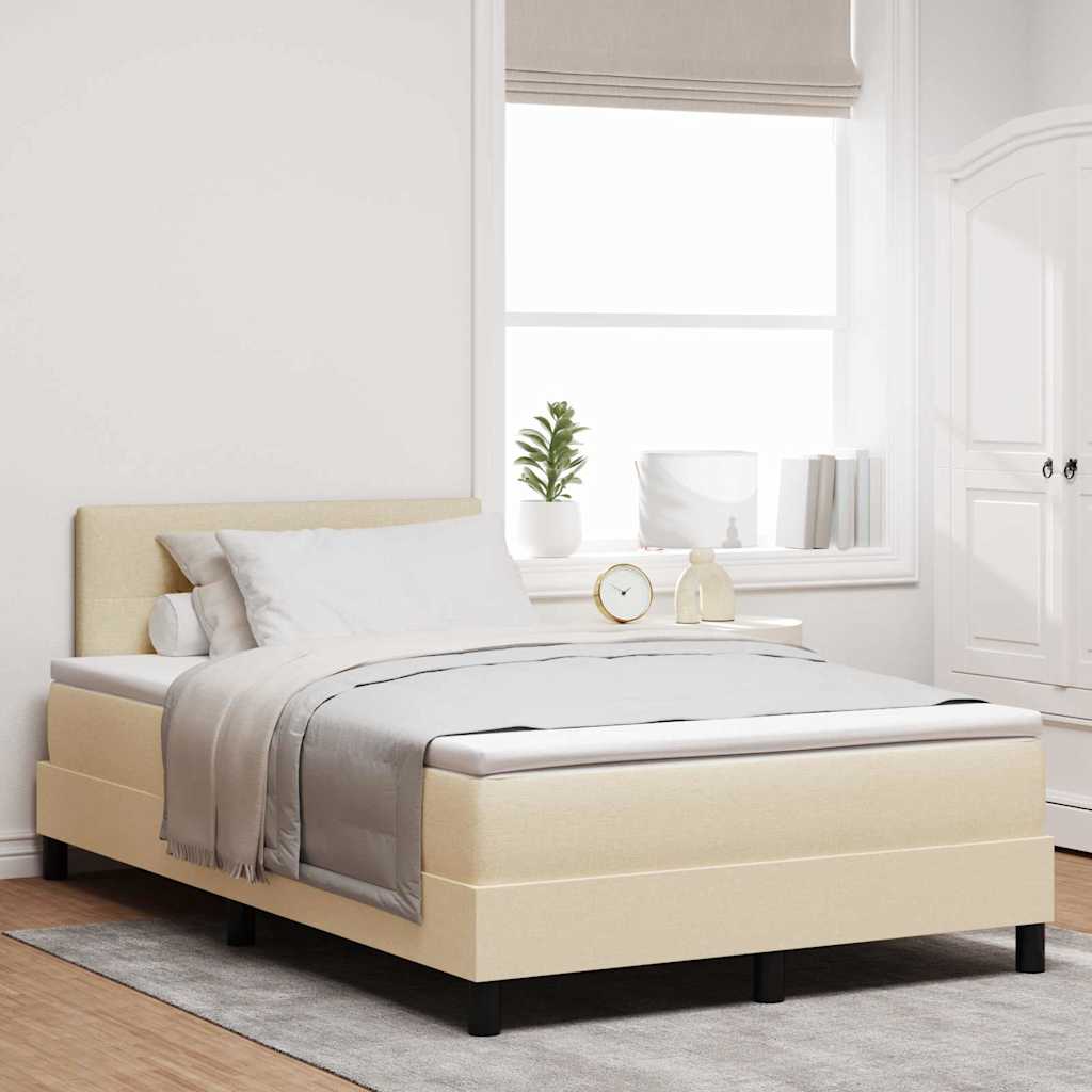 Boxspringbett mit Kopfteil Creme 120 x 190 cm Stoff