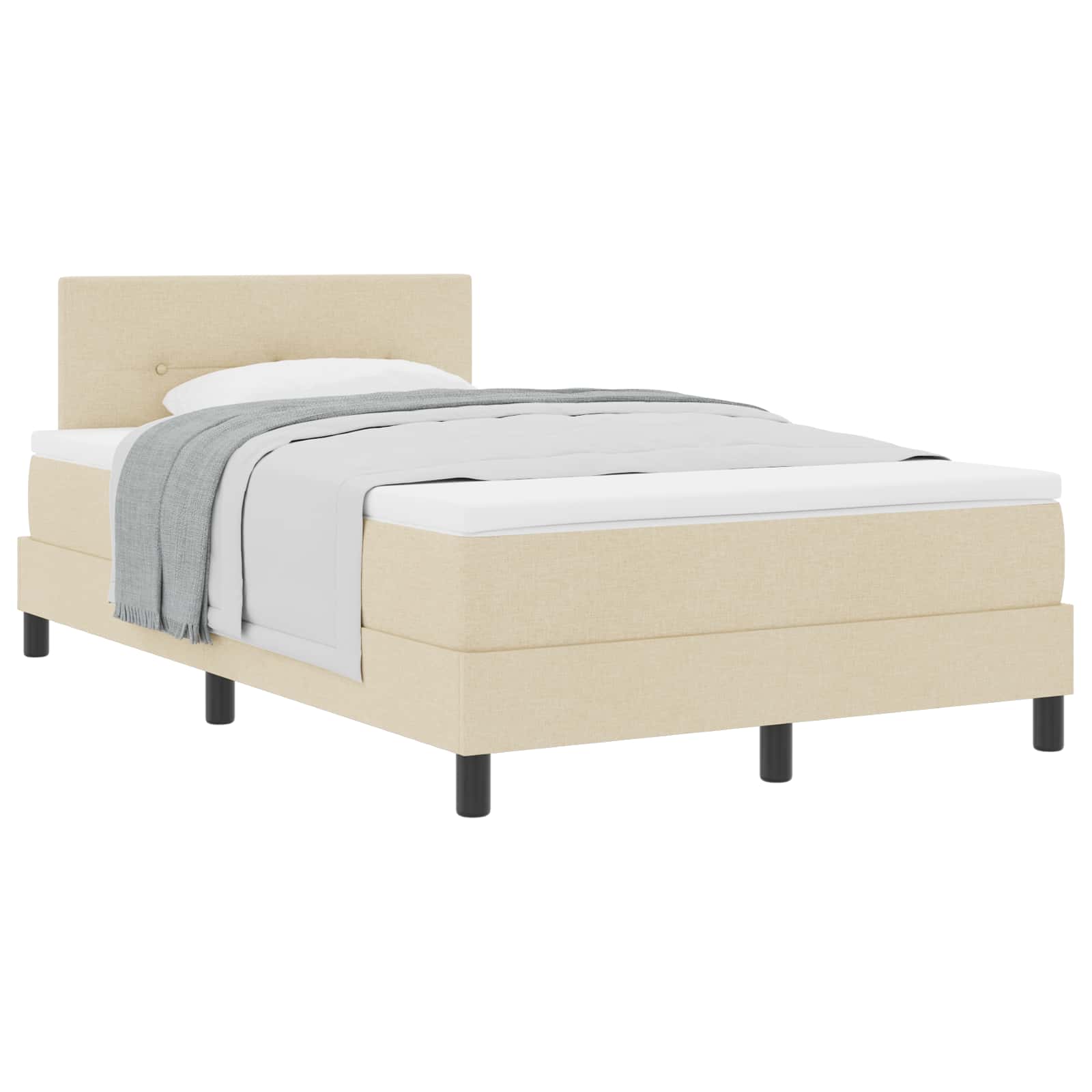 Boxspringbett mit Kopfteil Creme 120 x 190 cm Stoff