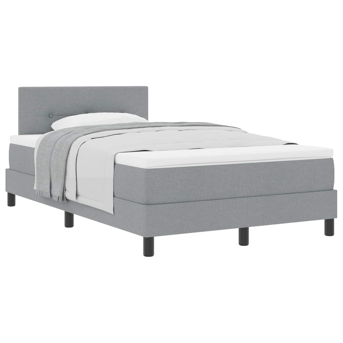 Boxspringbett mit Kopfteil Hellgrau 120 x 200 cm Stoff