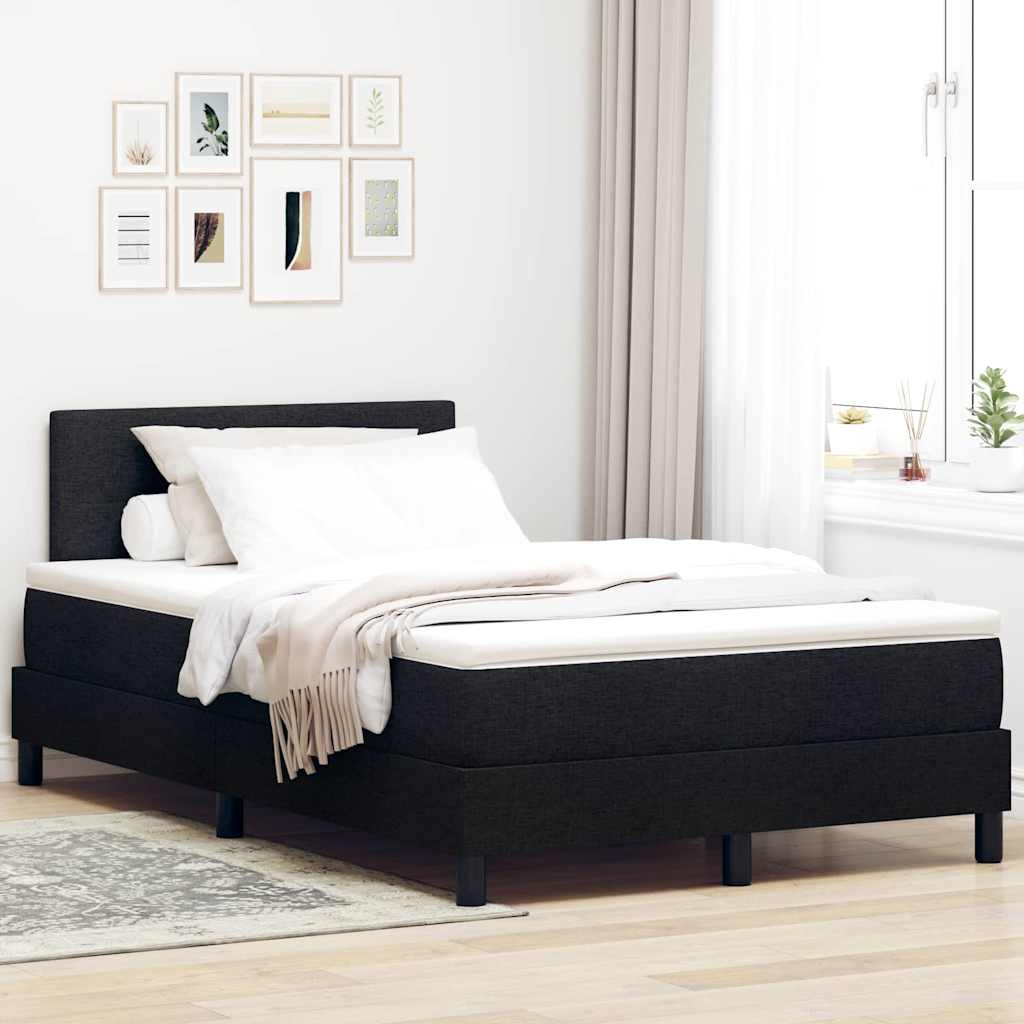 Boxspringbett mit Kopfteil Schwarz 120 x 200 cm Stoff