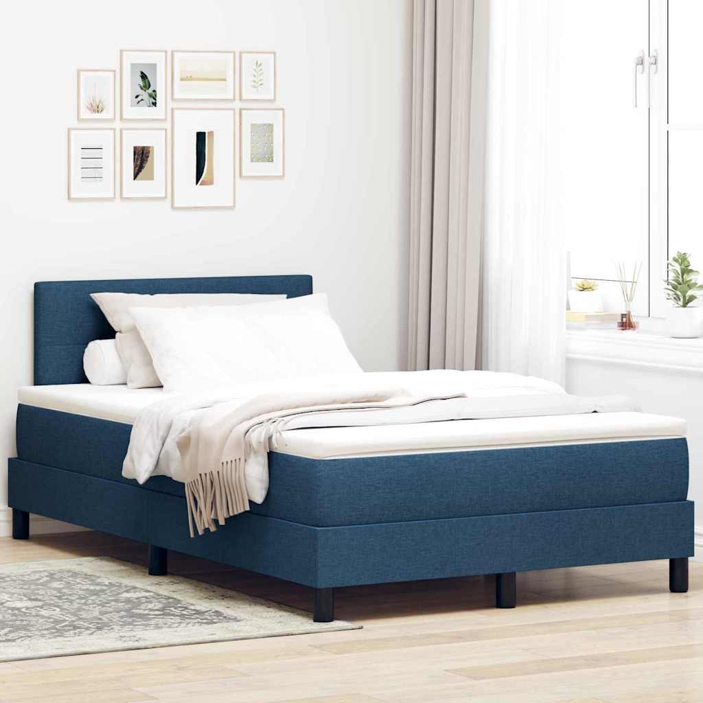 Boxspringbett mit Kopfteil Blau 120 x 200 cm Stoff