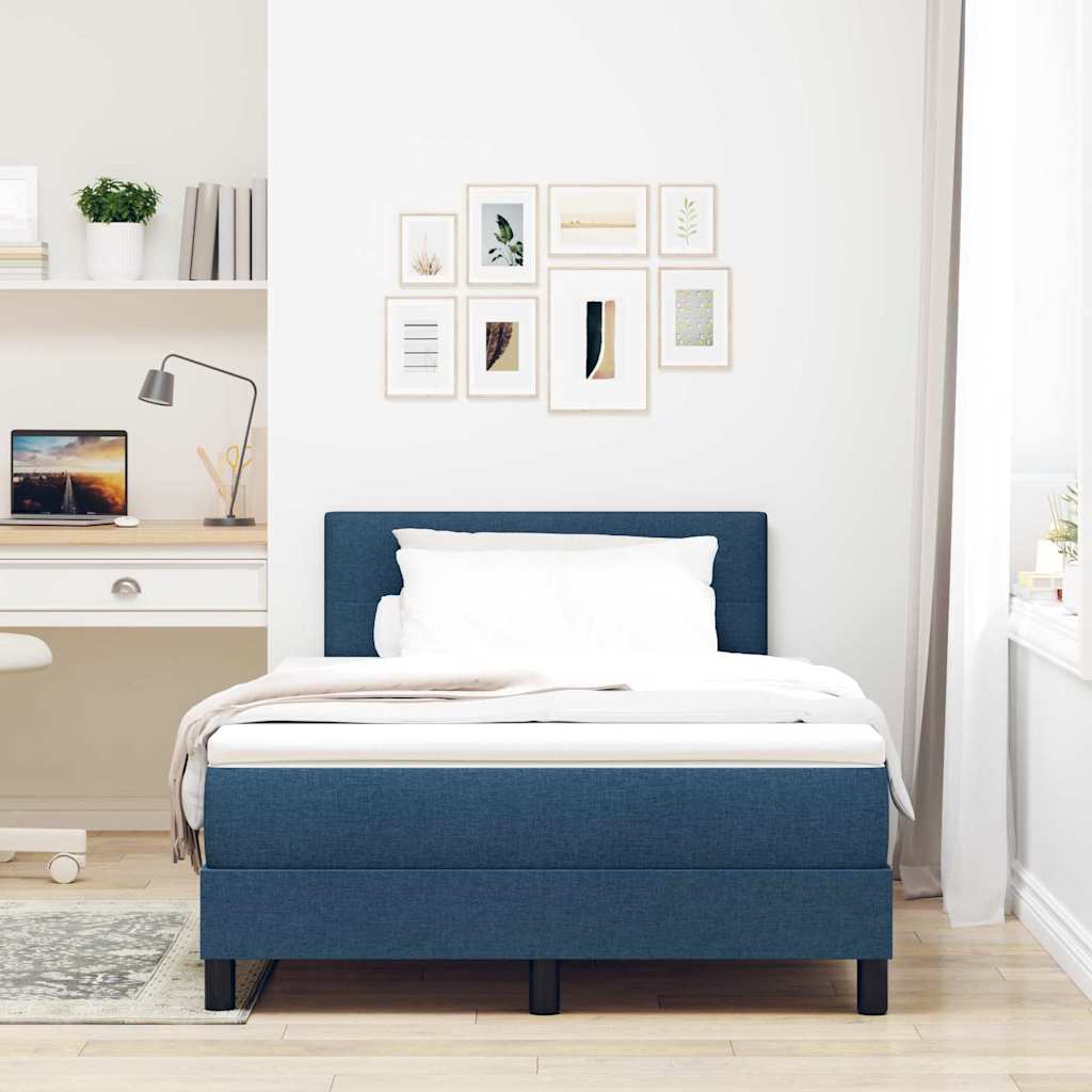 Boxspringbett mit Kopfteil Blau 120 x 200 cm Stoff
