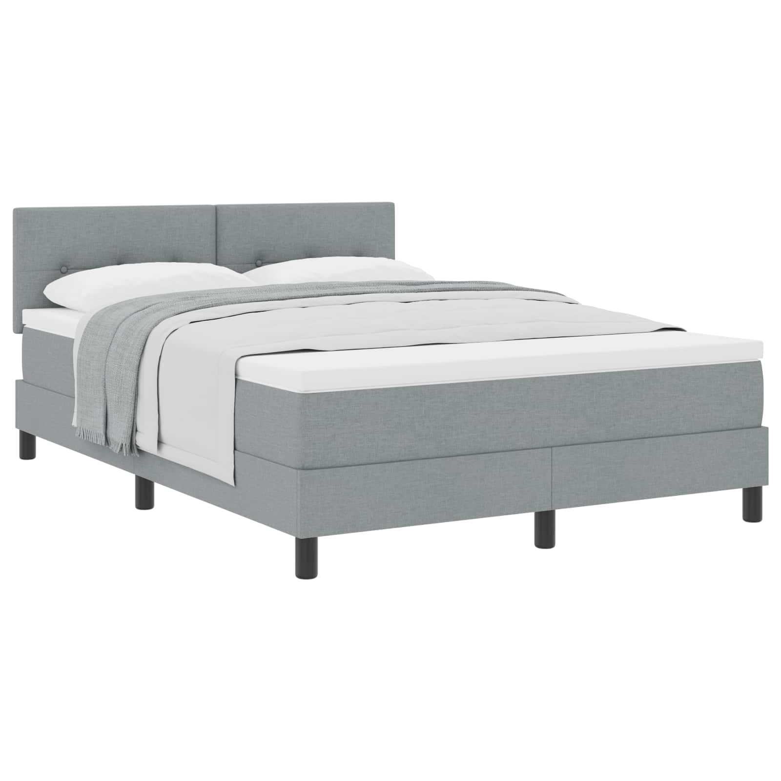 Boxspringbett mit Kopfteil Hellgrau 140 x 190 cm Stoff