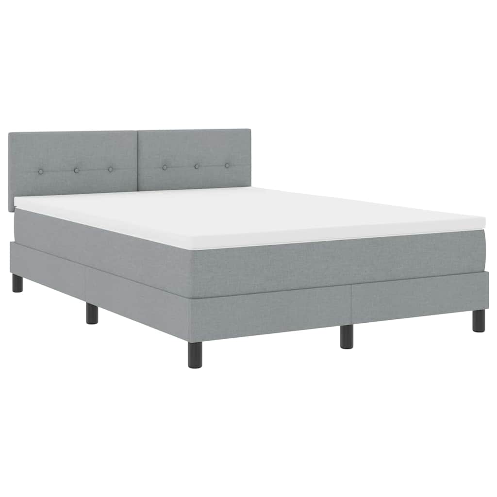 Boxspringbett mit Kopfteil Hellgrau 140 x 190 cm Stoff