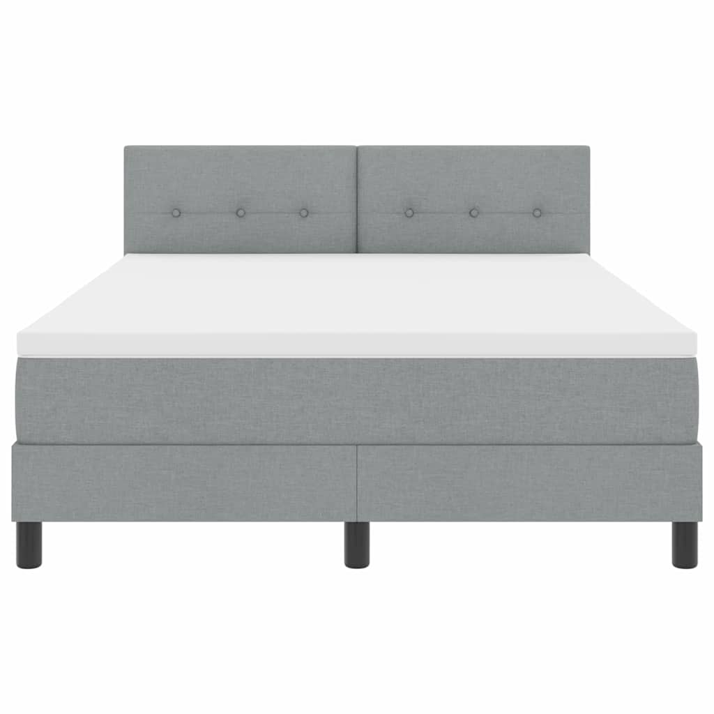 Boxspringbett mit Kopfteil Hellgrau 140 x 190 cm Stoff