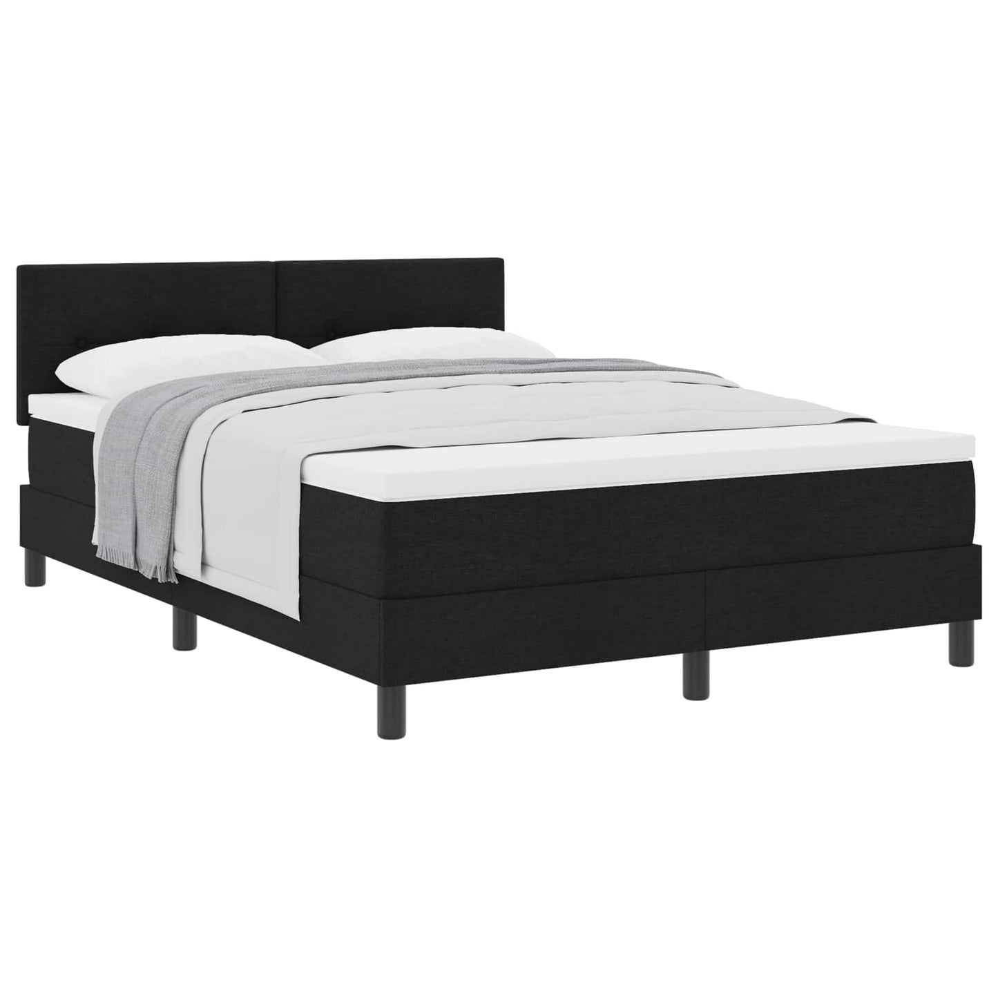 Boxspringbett mit Kopfteil Schwarz 140 x 190 cm Stoff