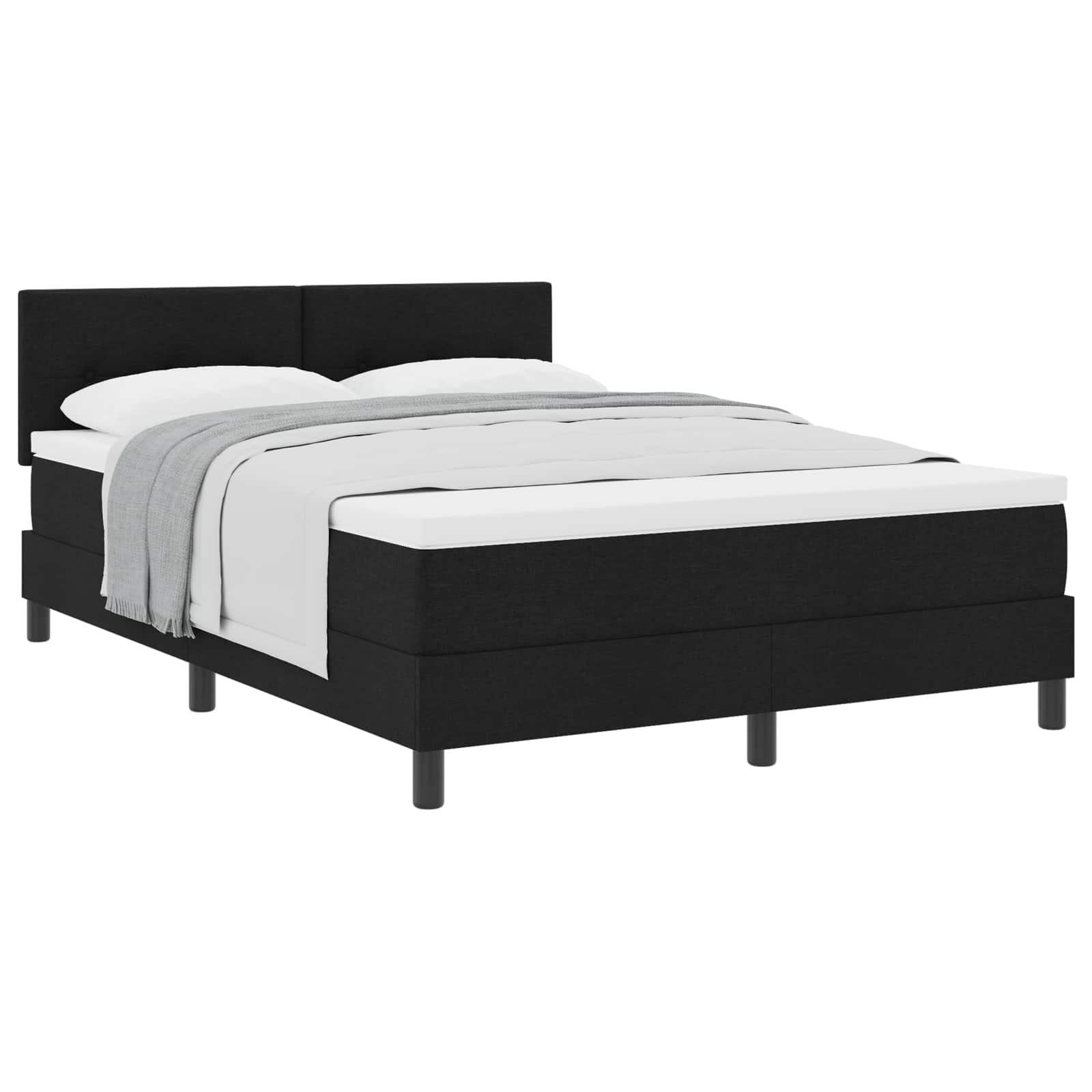 Boxspringbett mit Kopfteil Schwarz 140 x 190 cm Stoff