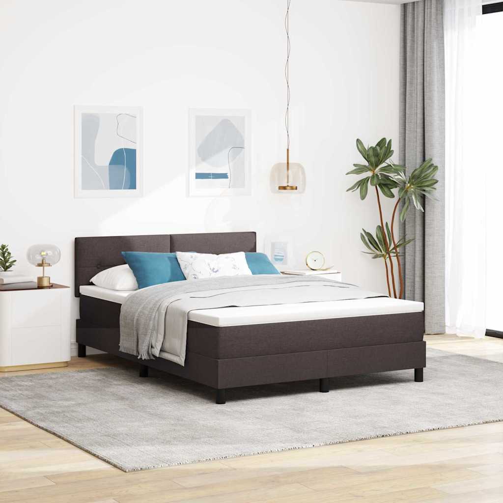 Boxspringbett mit Kopfteil Dunkelbraun 140 x 190 cm Stoff