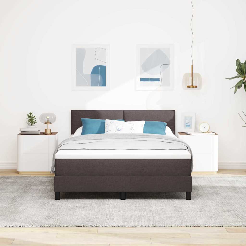 Boxspringbett mit Kopfteil Dunkelbraun 140 x 190 cm Stoff