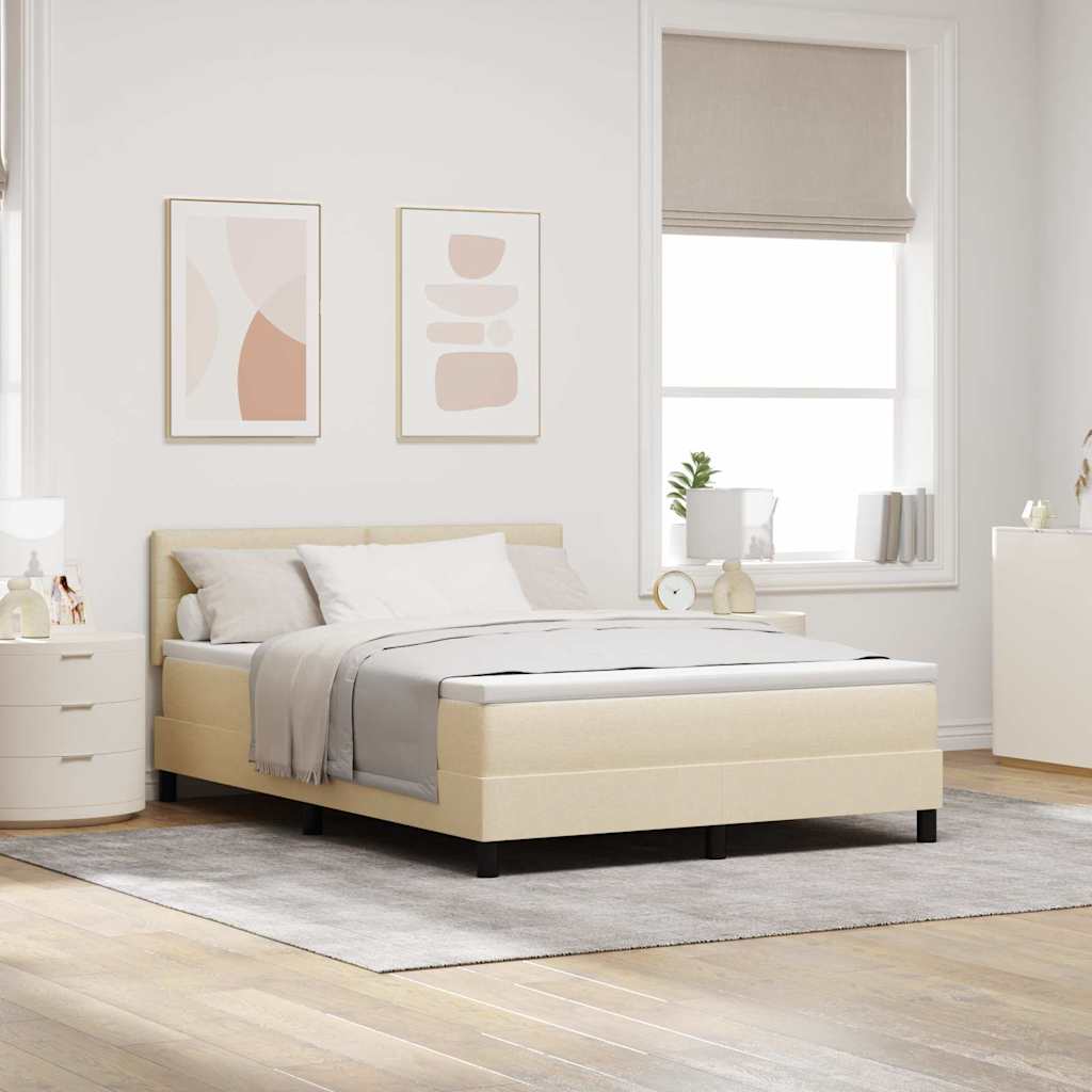 Boxspringbett mit Kopfteil Creme 140 x 190 cm Stoff