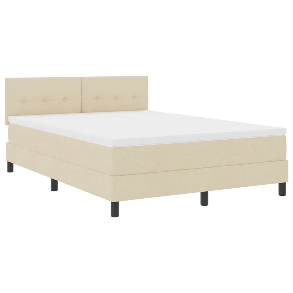 Boxspringbett mit Kopfteil Creme 140 x 190 cm Stoff