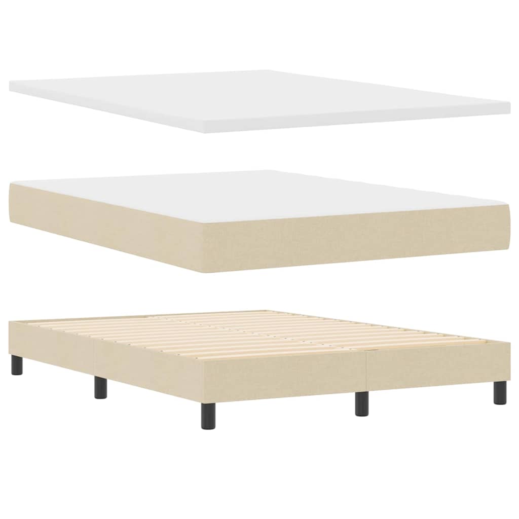 Boxspringbett mit Kopfteil Creme 140 x 190 cm Stoff