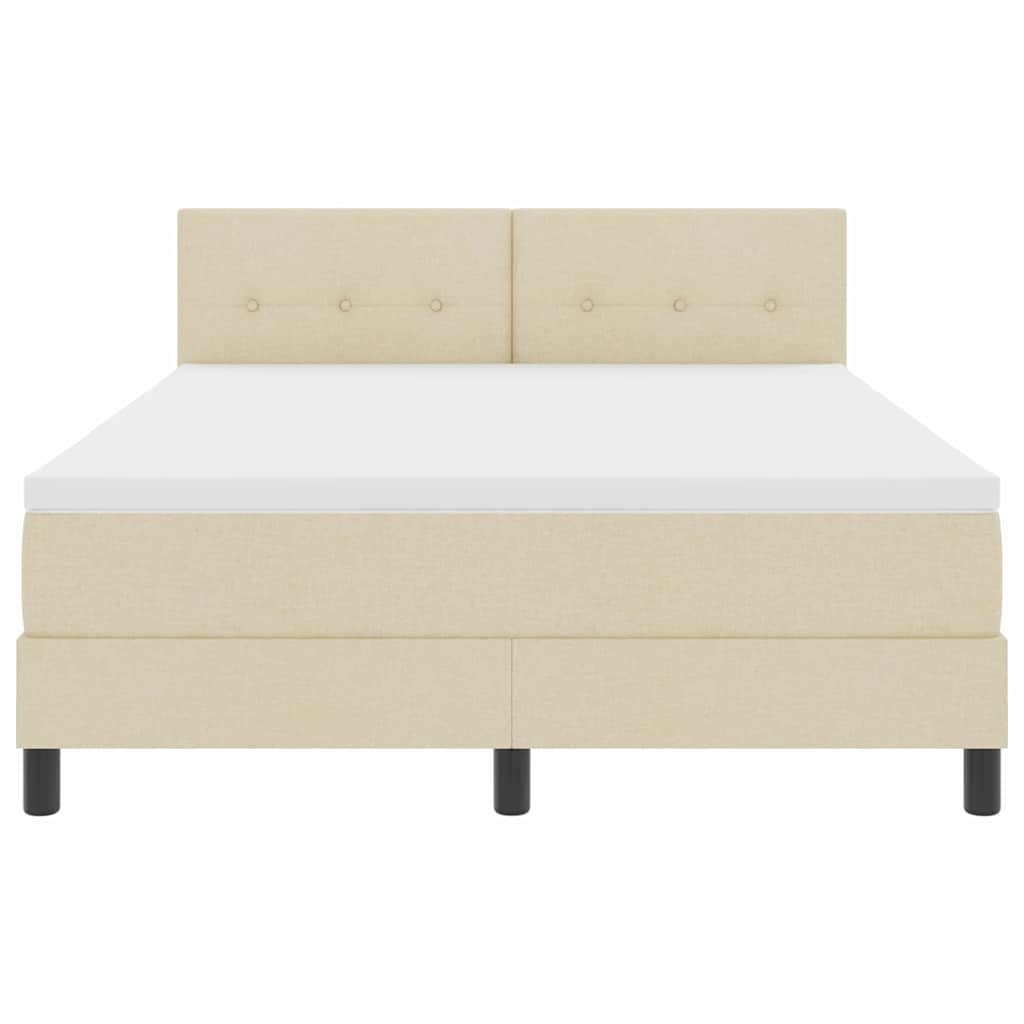 Boxspringbett mit Kopfteil Creme 140 x 190 cm Stoff