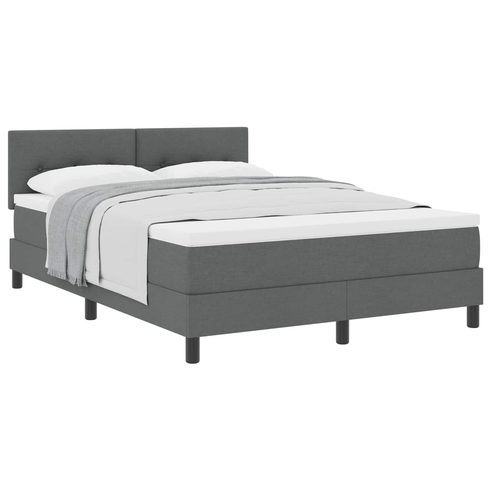 Boxspringbett mit Kopfteil Dunkelgrau 140 x 200 cm Stoff