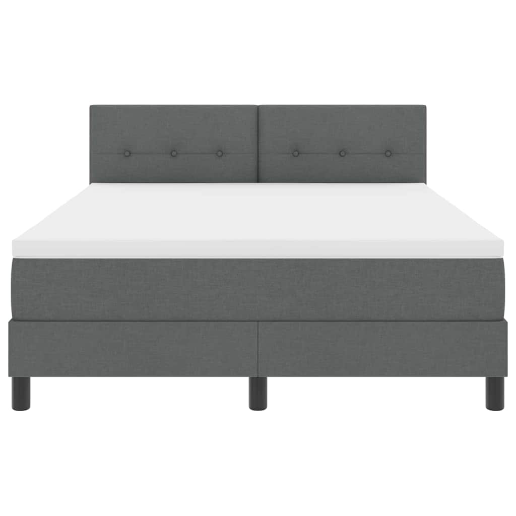 Boxspringbett mit Kopfteil Dunkelgrau 140 x 200 cm Stoff
