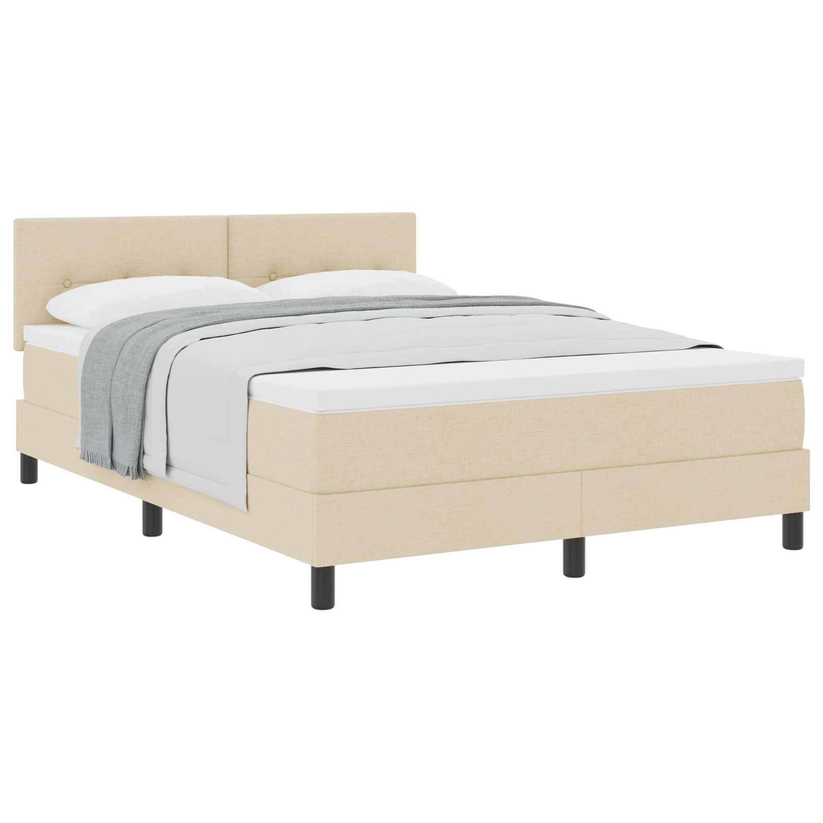 Boxspringbett mit Kopfteil Creme 160 x 200 cm Stoff