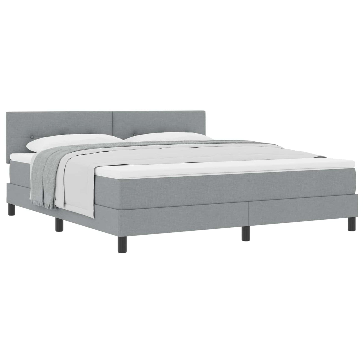 Boxspringbett mit Kopfteil Hellgrau 180 x 200 cm Stoff