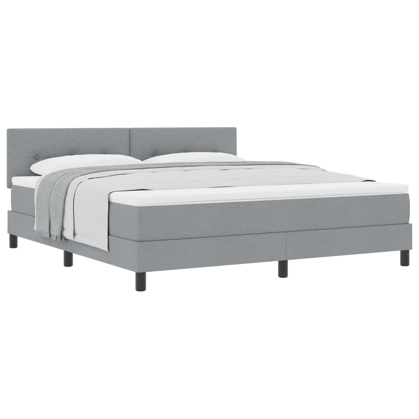 Boxspringbett mit Kopfteil Hellgrau 180 x 200 cm Stoff
