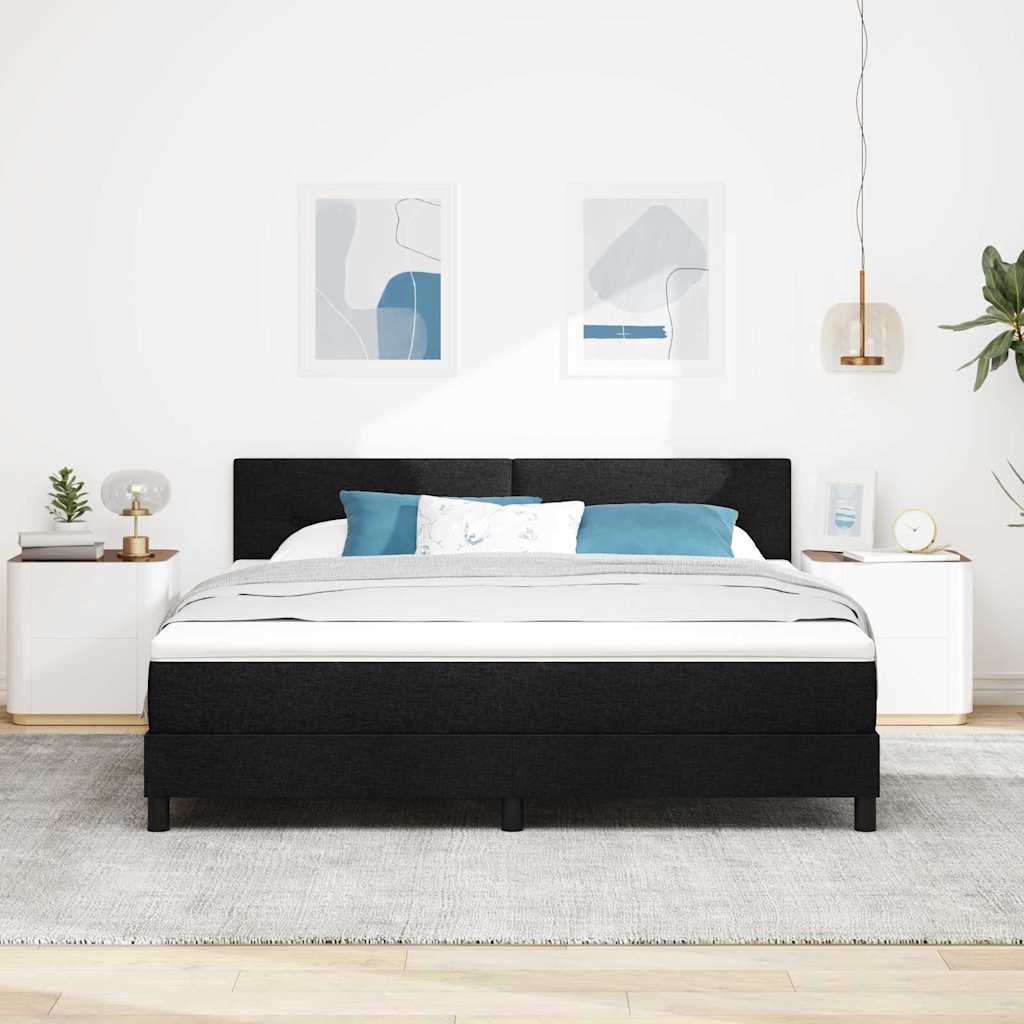 Boxspringbett mit Kopfteil Schwarz 180 x 200 cm Stoff