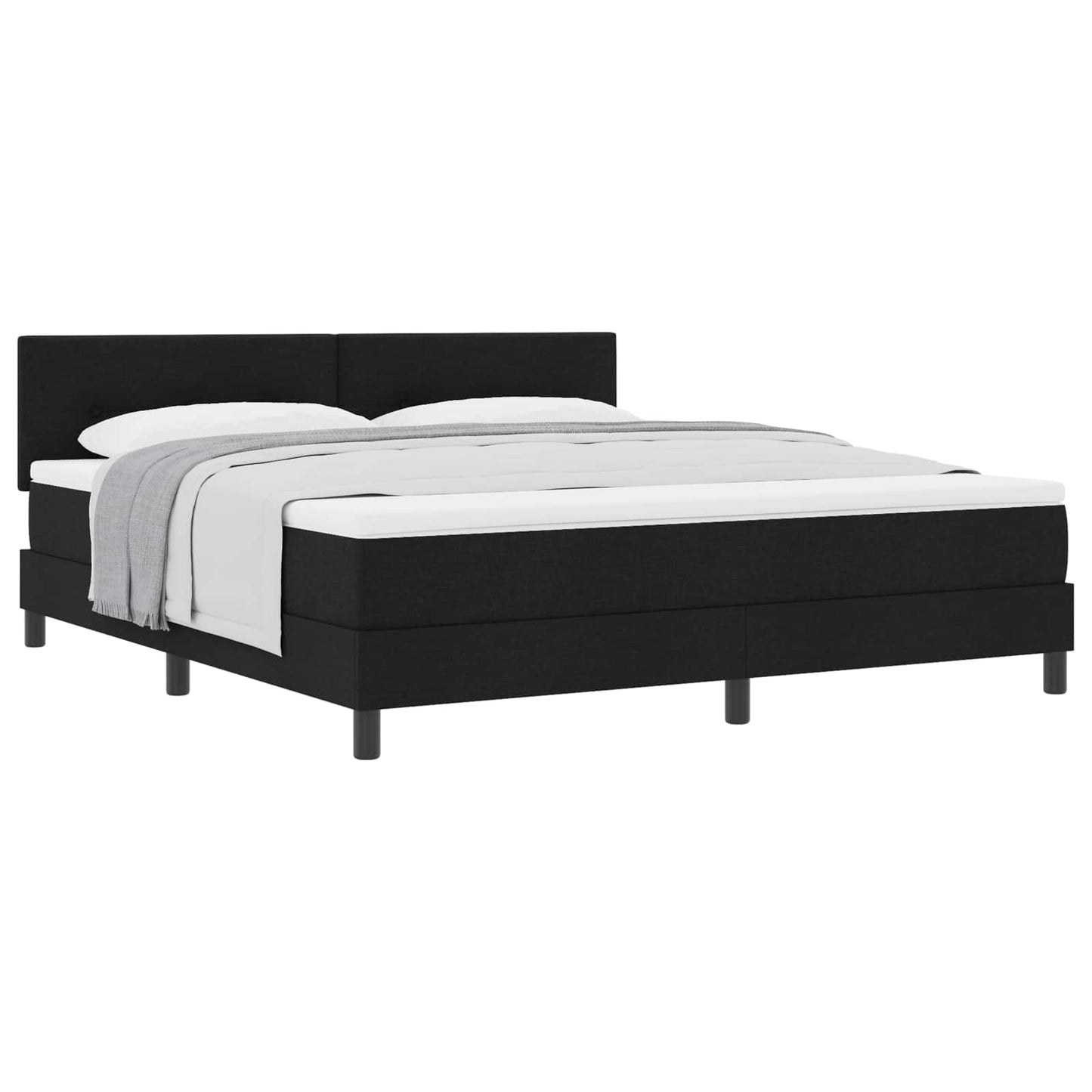 Boxspringbett mit Kopfteil Schwarz 180 x 200 cm Stoff
