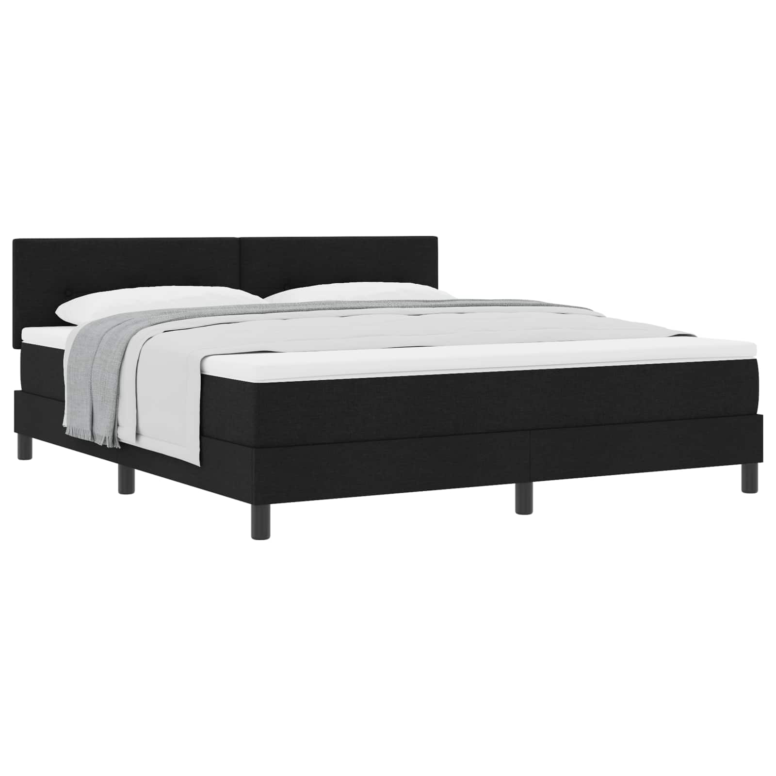 Boxspringbett mit Kopfteil Schwarz 180 x 200 cm Stoff
