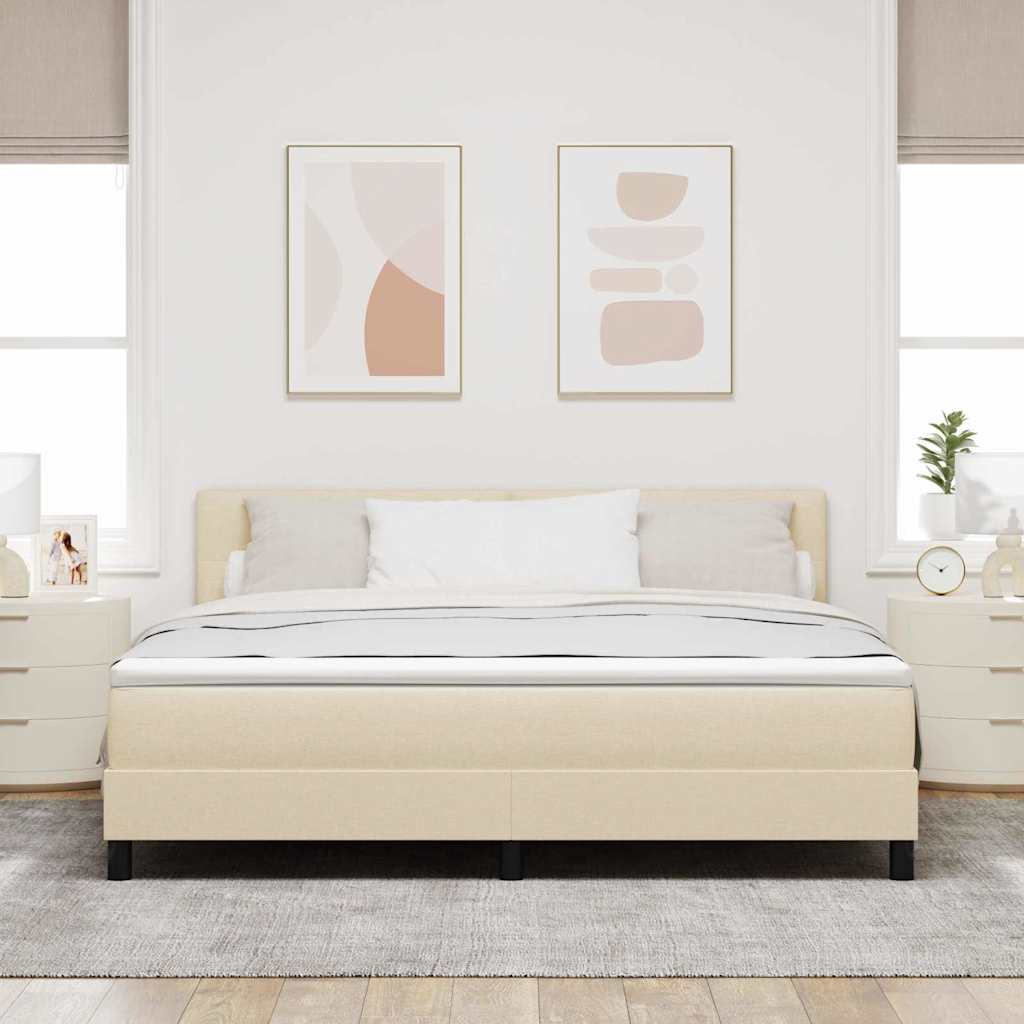 Boxspringbett mit Kopfteil Creme 180 x 200 cm Stoff