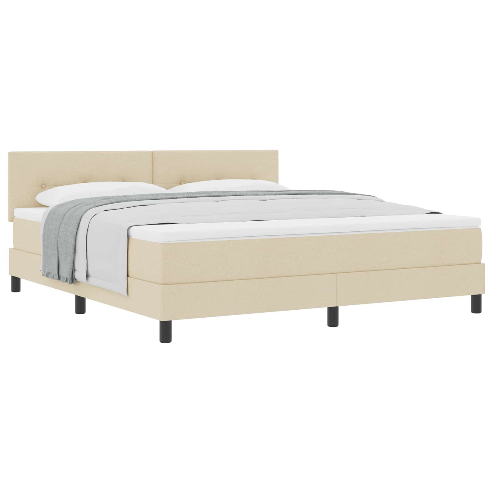 Boxspringbett mit Kopfteil Creme 180 x 200 cm Stoff