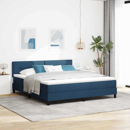Boxspringbett mit Kopfteil Blau 180 x 200 cm Stoff