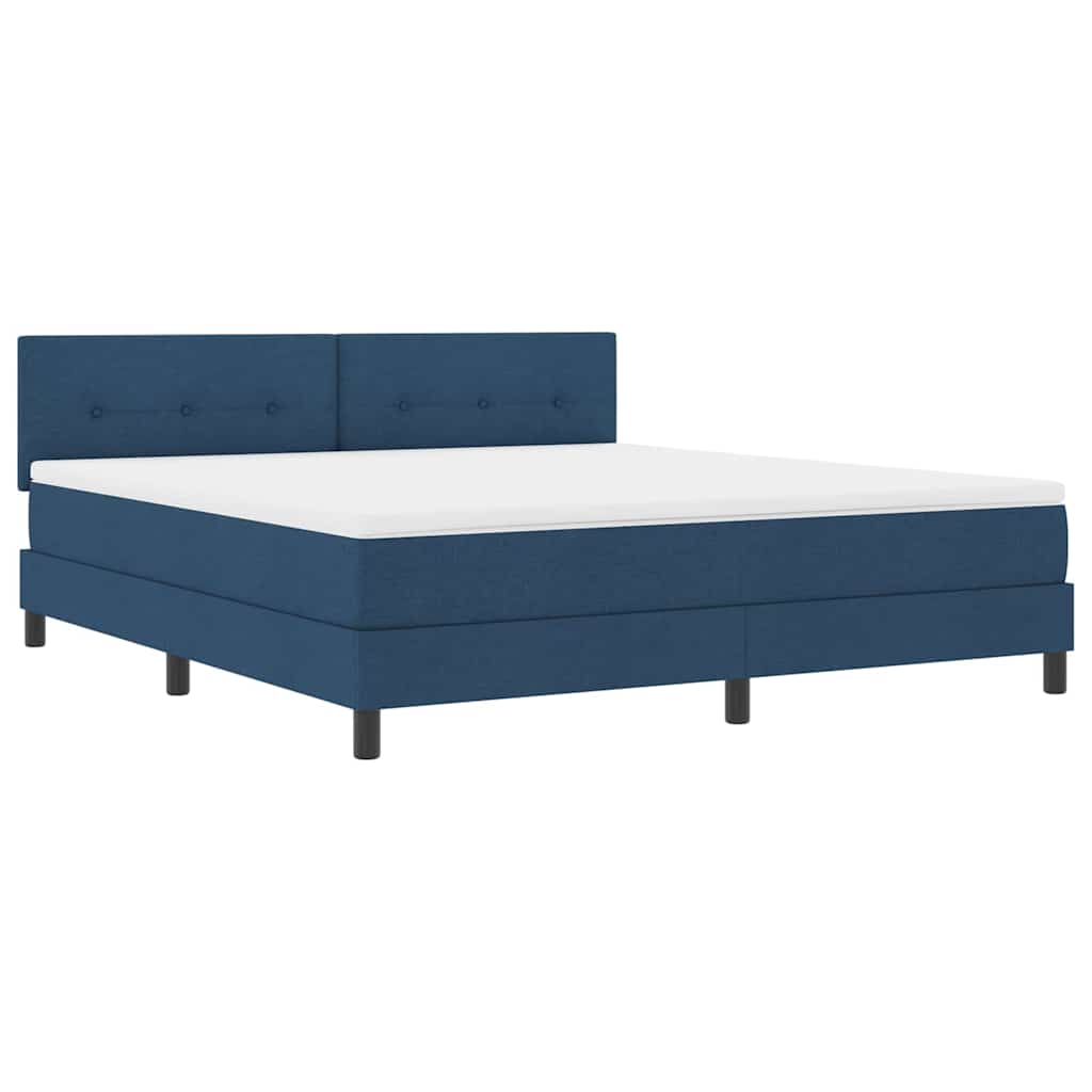 Boxspringbett mit Kopfteil Blau 180 x 200 cm Stoff