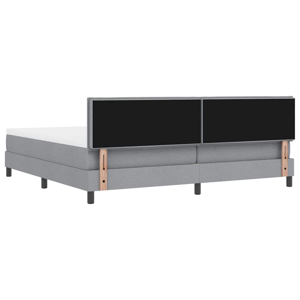 Boxspringbett mit Kopfteil Hellgrau 200 x 200 cm Stoff