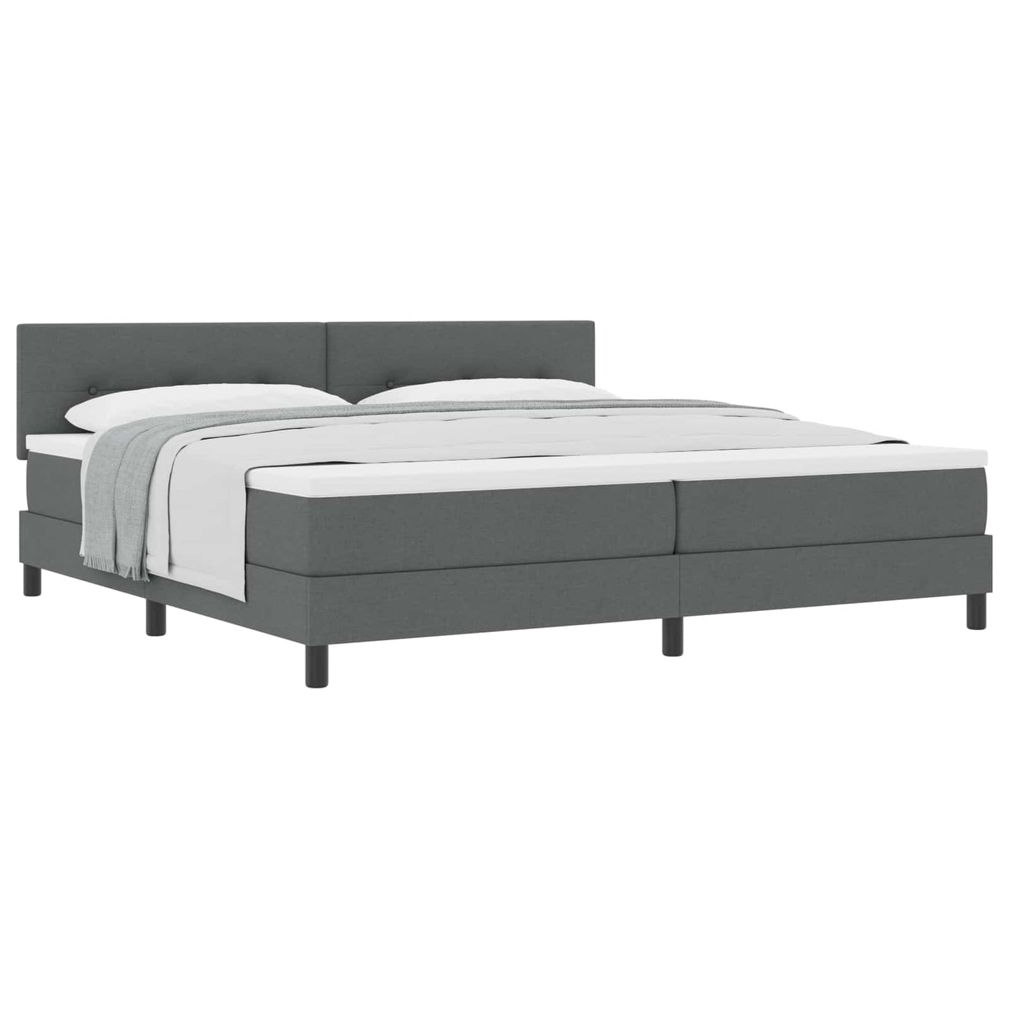 Boxspringbett mit Kopfteil Dunkelgrau 200 x 200 cm Stoff