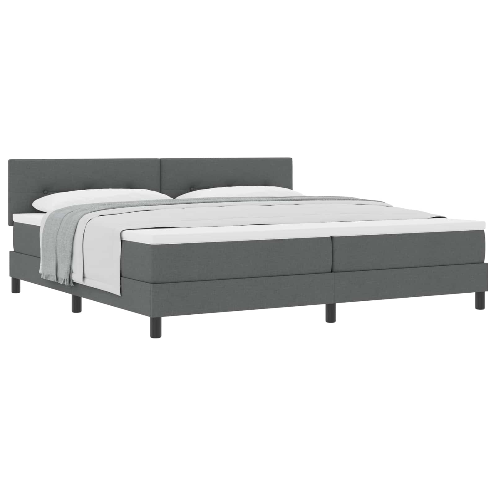 Boxspringbett mit Kopfteil Dunkelgrau 200 x 200 cm Stoff