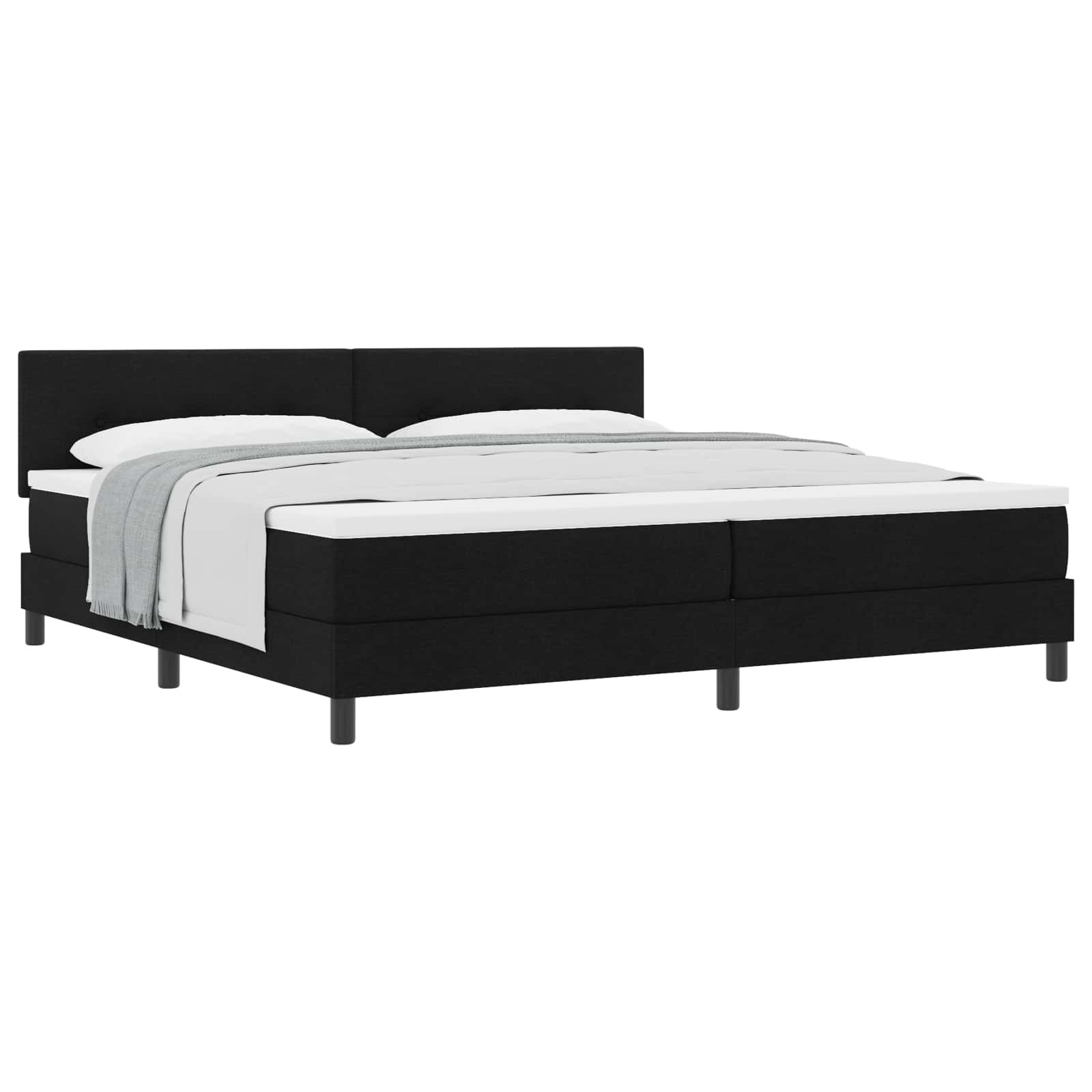Boxspringbett mit Kopfteil Schwarz 200 x 200 cm Stoff